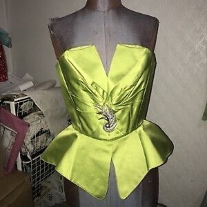 Thierry Mugler Lime Green Satin Corset size small